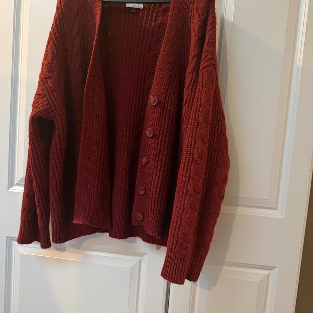 Universal Thread red cable knit cardigan in XL